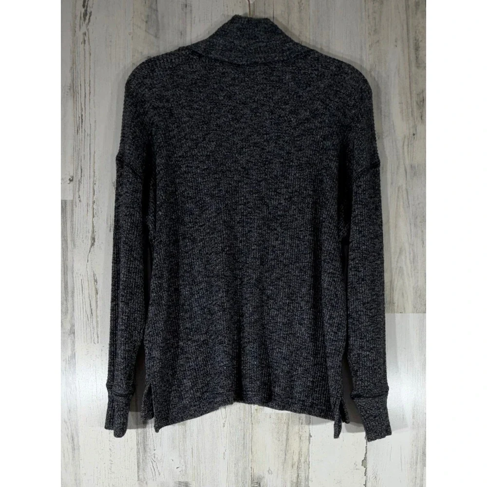 J Crew Funnel Neck‎ Sweater Size Small Gray Speckled Marled Ribbed Knit Stretchy